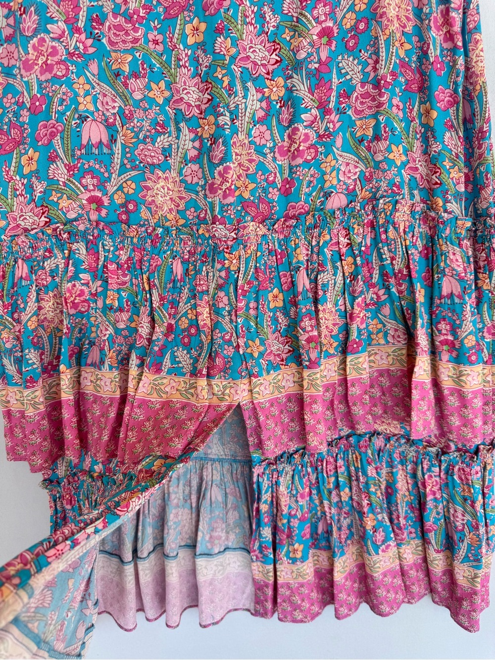 Plenty by Tracy Reese Floral Tiered Midi Skirt in Blue & Pink - Picture 7 of 10